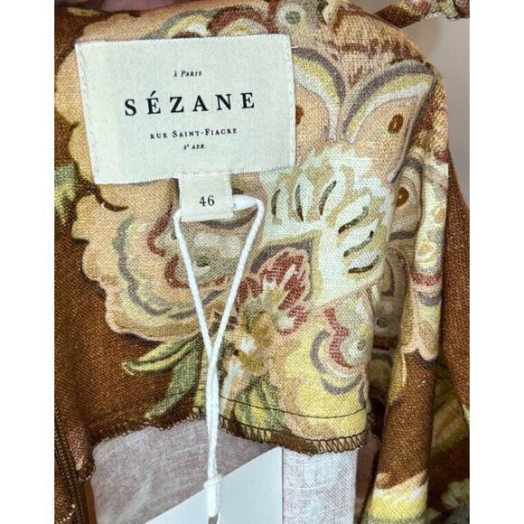 SEZANE Sz 46 14 Chiaretta Dress Adana
Maxi Brown Floral Linen Blend NWT - Picture 3 of 14